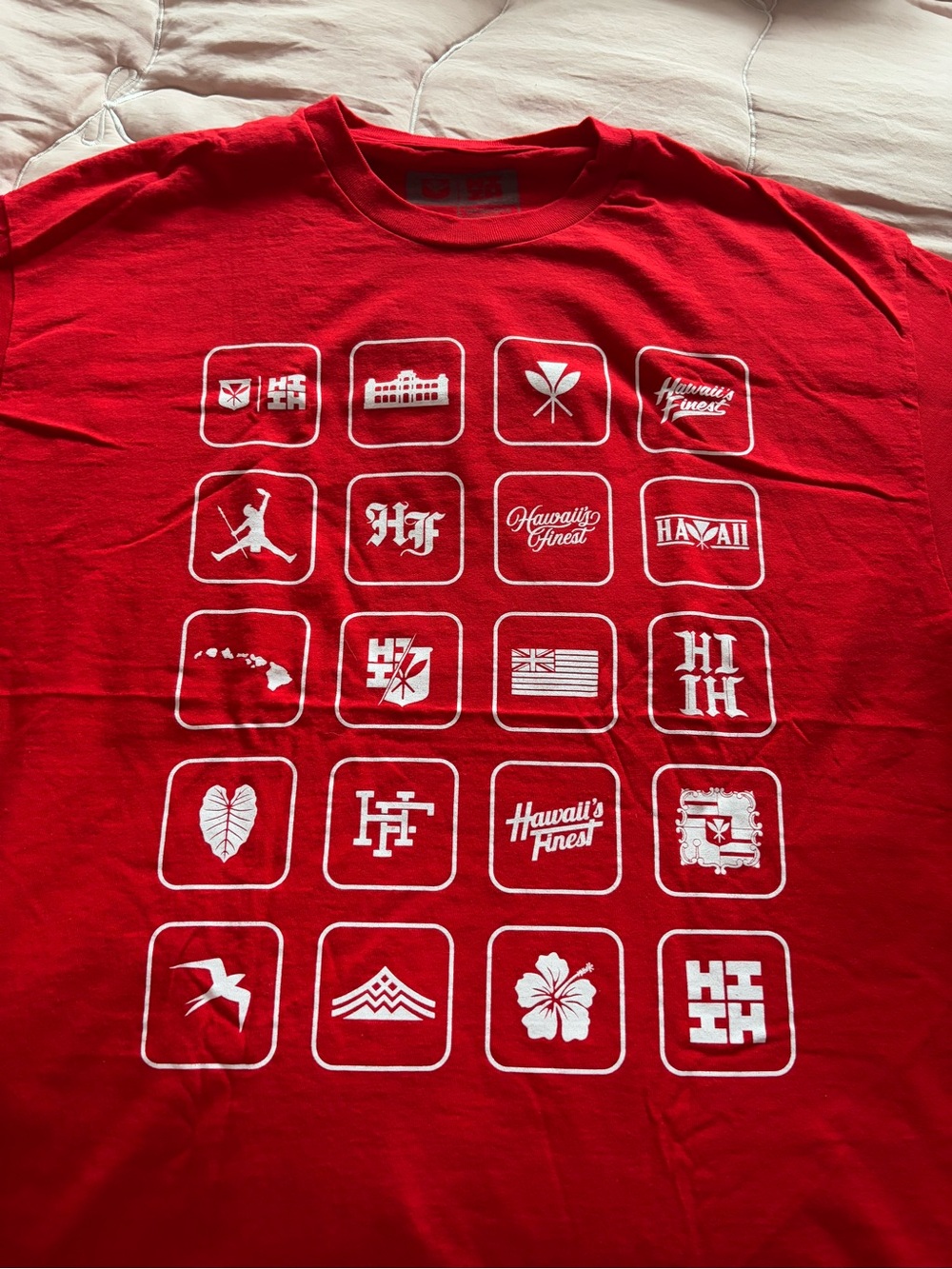 Hawaii's Finest Red Short Sleeve Logo Grid Tee